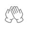 Medical latex gloves line icon. Hand disinfection, infection prevention symbol