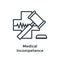 Medical Lawsuit icon with legal imagery showing medical malpractice - outline