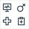 medical line icons. linear set. quality vector line set such as health report, hospital, female