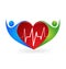 Medical logo caring a heart symbol vector icon