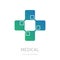 Medical logotype, design element or icon for the pharmacy or health centre. High-tech medicine logo.