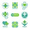 Medical logotypes. Medicine pharmacy clinic or hospital cross plus health care vector symbols design template