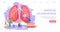 Medical lung examination, landing vector illustration. Respiratory system diagnostic and treatment, professional