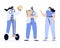 medical man people vector doctors and nurses doctor on segway with tablet