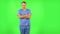 Medical man is very offended. Green screen