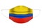 Medical Mask with Columbian flag. 3D rendering