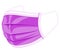 Medical mask, disposable face mask, doctor mask in purple illustration graphic. from the left side