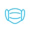 Medical mask line for icon, dentist mask symbol light blue isolated on white, safety mask outline for icon