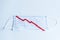 The medical mask shows a graph of the fall of the securities market. Concept. Market decline due to the pandemic virus,