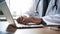 Medical Mastery: Doctor Typing on Laptop with Stethoscope, close up hands