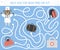 Medical maze for children. Preschool medicine activity. Funny puzzle game with cute doctor bear and lost first aid kit. Help the