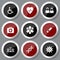 Medical, medicine vector icons, set of silver metallic healthcare concept glossy web buttons