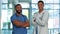 Medical men, portrait and smile of a doctor and nurse for healthcare, medicine and health insurance. Male workers in a