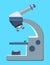 Medical microscope flat icon. Measuring equipment for science researching lab. Molecular engineering instrument vector