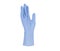 Medical nitrile gloves.Blue surgical gloves isolated on white background with hands. Rubber glove manufacturing, human hand