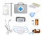 Medical Objects from First Aid Box with Face Mask and Bottles with Pills Vector Set