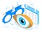 Medical ophthalmologist eyesight check up concept isometric vector. Eye 3d illustration for health care web banner, post.