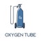 Medical oxygen tank set with nasal cannula minimalist hand drawn medic flat icon illustrartion