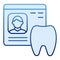 Medical paper flat icon. Dental history blue icons in trendy flat style. Stomatology document gradient style design