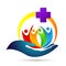 Medical people care globe world family health cross clinic wellness concept logo icon element sign on white background