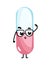 Medical pill cute cartoon character