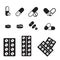Medical pills icons set. Icons such as tablet, pill, medicine, medical pills.
