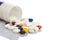 Medical pills isolated on a white background. Medicines. Treatment. Isolate of tablets for the treatment of diseases