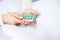 Medical pills. Woman extracting a pill from the blister