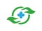 Medical Plus and Green Circle and Hand Icon