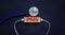 Medical and PMS, premenstrual syndrome symbol. Wooden block with the word `PMS`. Beautiful black background. Stethoscope. Medica