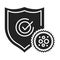 Medical prevention human germ black glyph icon. Shield protects against bacteria. Immune system. Healthcare. Pictogram for web