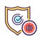 Medical prevention human germ black line icon. Shield protects against bacteria. Immune system. Healthcare. Pictogram