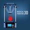 Medical printer for human organs replicated. 3D Bio-printer. Vector