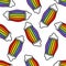 Medical rainbow mask seamless doodle pattern, vector illustration