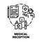 Medical Reception In Hospital Vector Concept Black Illustrations