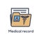 Medical Records Icon with Caduceus and personal health record imagery w phr, emr, ehr