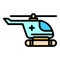 Medical rescue helicopter icon color outline vector