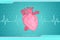 Medical research of human health. Vector drawing of an anatomically true human heart