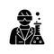 Medical researcher black glyph icon