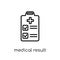 Medical result icon. Trendy modern flat linear vector Medical re