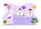 Medical School with Students Listening to Doctor Lecture and Learning Science in Classroom in Flat Cartoon Hand Drawn Illustration