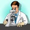 Medical scientist with microscope vector