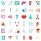 Medical screening icons set, cartoon style