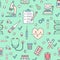 Medical seamless pattern , clinic vector illustration. Hospital thin line icons - thermometer, check up, diagnostic