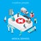 Medical services doctor nurse first aid flat 3d isometric vector