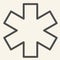 Medical sign star of life line icon. Hospital ambulance star outline style pictogram on white background. Medicine logo