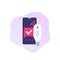 Medical smart thermometer and phone, vector icon