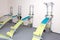 Medical spine trainer equipment. Spinal cord injury rehabilitation equipment in modern clinic