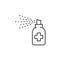 Medical spray disinfect related vector thin line icon.