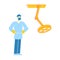 Medical Staff Anesthetist or Surgeon Character Wearing Robe, Hat and Mask Stand with Arms Akimbo